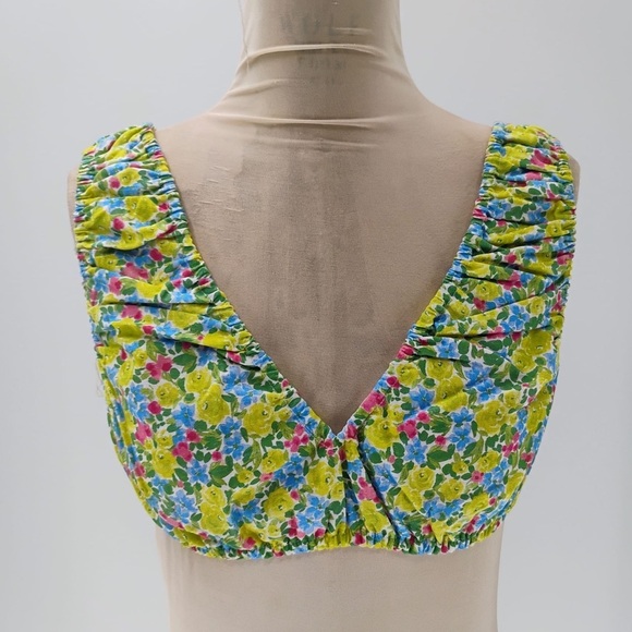 YLLW CLEO THE LABEL FLORAL COTTAGE CORE bra top v neck 100% cotton - Picture 6 of 8